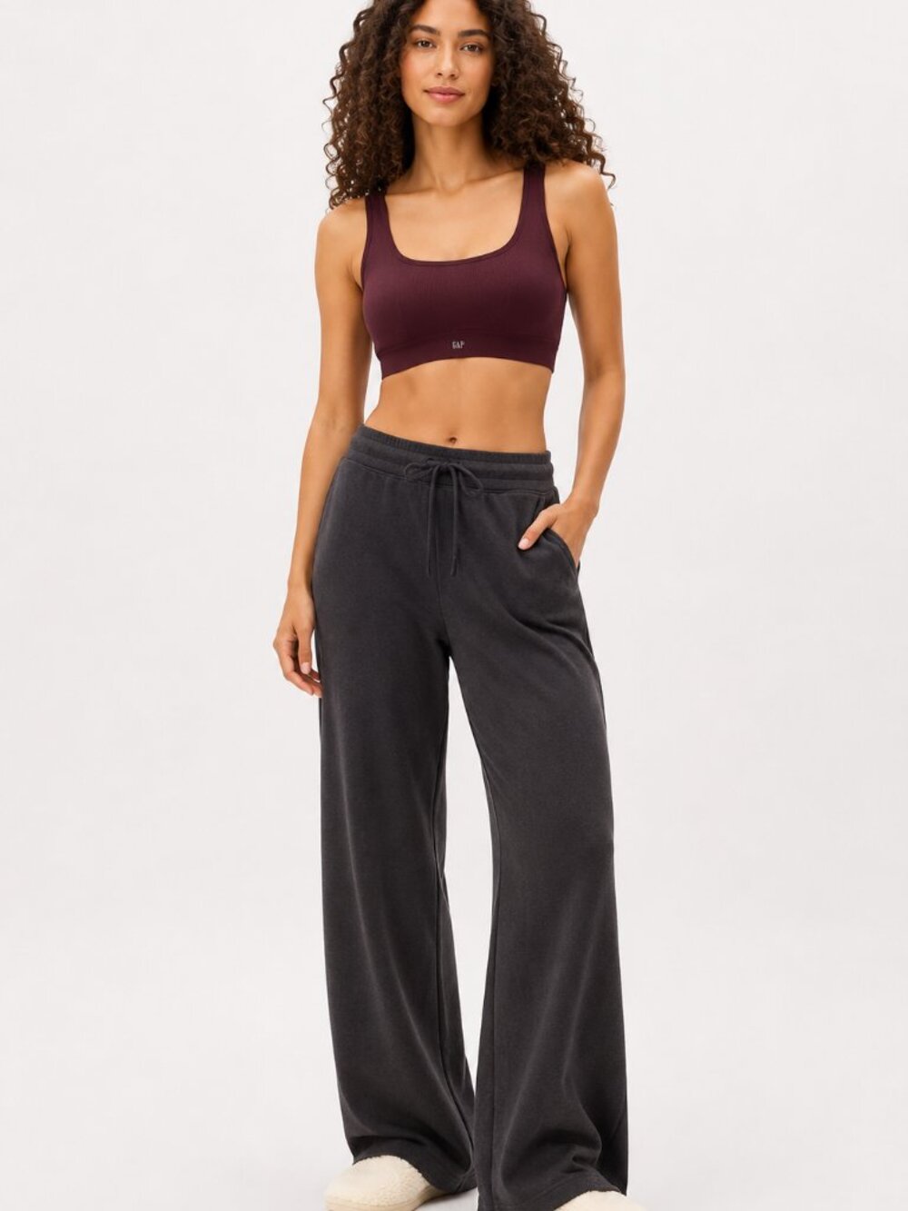 GapBody Logo Cotton Ribbed Bralette Windsor Wine Small NWT GPW01052
